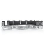 vidaXL Salon de jardin 8 Pièces avec coussins blanc acier