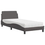 vidaXL Lit avec matelas gris 90x200 cm similicuir