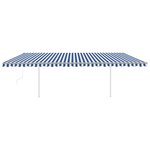 vidaXL Auvent automatique rétractable avec poteaux 6x3 m Bleu et blanc