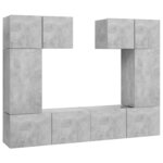 vidaXL Ensemble de meuble TV 6 Pièces Gris béton Bois d'ingénierie