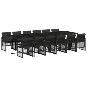 vidaXL Ensemble à manger de jardin 13 Pièces coussins noir résine tressée