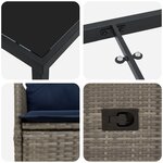 Set de salle à manger de jardin vidaXL 7 pièces avec coussins en rotin poly gris
