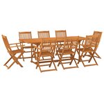 vidaXL Mobilier à dîner de jardin 9 Pièces Bois d'acacia massif