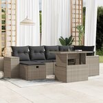 vidaXL Salon de jardin avec coussins 7 Pièces gris clair résine tressée