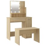 vidaXL Ensemble de coiffeuse avec LED Chêne sonoma Bois d'ingénierie