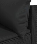 vidaXL Salon de jardin 3 Pièces avec coussins Noir Résine tressée