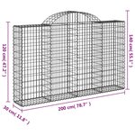 vidaXL Paniers à gabions arqués 8 Pièces 200x30x120/140 cm Fer galvanisé