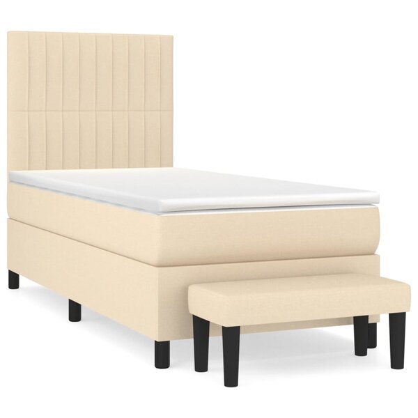 vidaXL Sommier à lattes de lit avec matelas Crème 100x200 cm Tissu