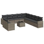 vidaXL Salon de jardin avec coussins 12 Pièces gris résine tressée
