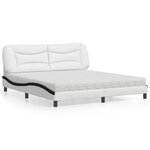 vidaXL Lit avec matelas blanc et noir 180x200 cm similicuir