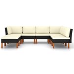 Salon de jardin meuble d'extérieur ensemble de mobilier 8 pièces avec coussins résine tressée noir 02_0017737