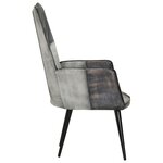 vidaXL Chaise à oreilles Gris Cuir véritable