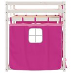 vidaXL Lit superposé avec rideaux rose 75x190 cm bois pin massif
