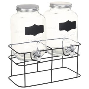 vidaXL 2 Pièces Distributeurs de boissons avec support 2 x 4 L Verre