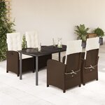 vidaXL Ensemble à manger de jardin 5 Pièces et coussins marron poly rotin