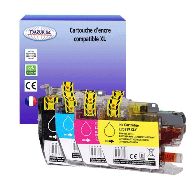T3AZUR Lot de 4 Cartouches compatibles avec Brother LC3217 / LC3219XL pour Brother MFC-J5730DW  MFC-J5830DW  MFC-J5930DW  MFC-J6530DW