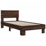 vidaXL Cadre de lit chêne marron 90x200 cm bois d'ingénierie et métal