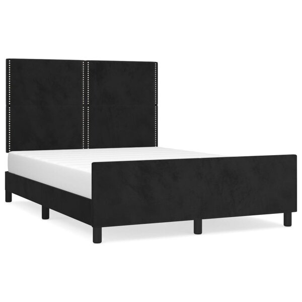 vidaXL Cadre de lit avec tête de lit Noir 140x200 cm Velours