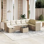 vidaXL Salon de jardin avec coussins 9 Pièces beige résine tressée
