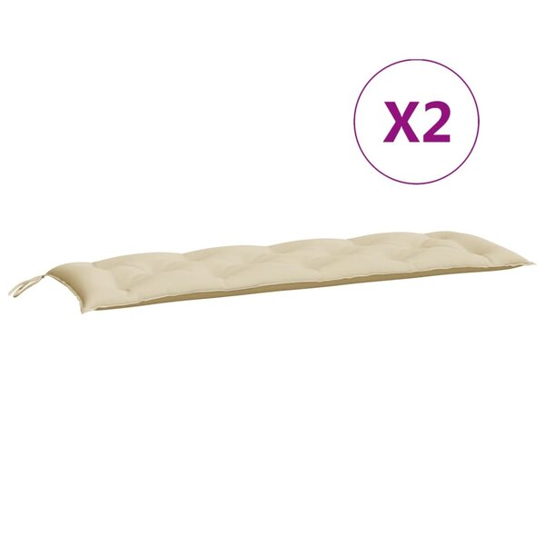 vidaXL Coussins de banc jardin lot de 2 beige 150x50x7 cm tissu Oxford