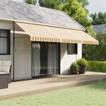 vidaXL Tissu de remplacement de cantonnière d’auvent rayure jaune gris