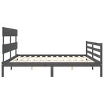 vidaXL Cadre de lit avec tête de lit gris 200x200 cm bois massif