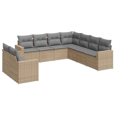 vidaXL Salon de jardin avec coussins 9 Pièces beige résine tressée