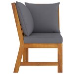 vidaXL Salon de jardin 3Pièces et coussin gris foncé Bois d'acacia solide
