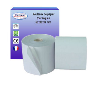 Lot de 5 rouleaux de papier thermiques 60x80x12 mm -t3azur