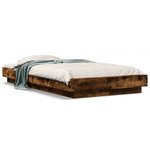 vidaXL Cadre de lit avec lumières LED chêne fumé 90x200 cm
