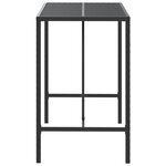 vidaXL Table de bar et dessus en verre noir 110x70x110 cm poly rotin