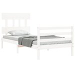 vidaXL Cadre de lit avec tête de lit blanc simple bois massif