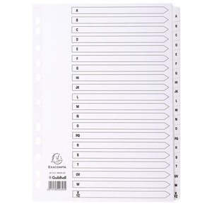 Jeu intercalaire carte blanche A4 20 Onglets A-Z x 10 EXACOMPTA