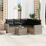 vidaXL Salon de jardin 6 Pièces avec coussins gris clair résine tressée