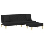 vidaXL Canapé-lit à 2 places et oreillers et repose-pied noir tissu