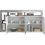 Buffet Maestro effet béton & laqué blanc brillant 4 portes - 184 x 42 x Hauteur 93 cm
