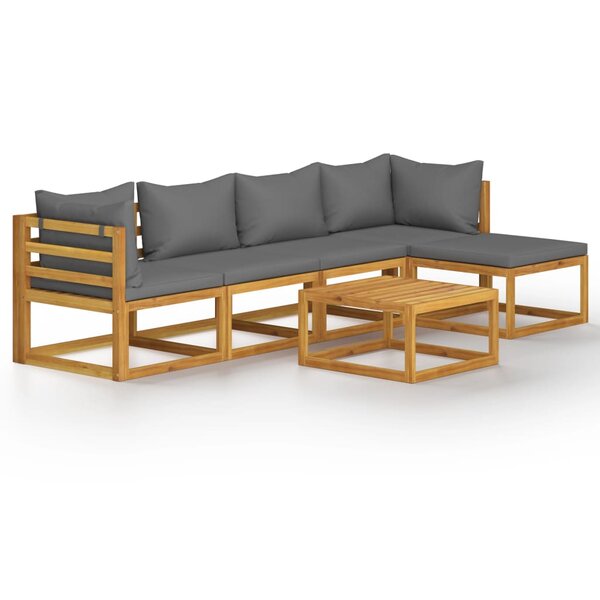 vidaXL Salon de jardin 6 Pièces avec coussin Bois d'acacia solide