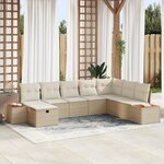 vidaXL Ensemble de canapé de jardin 8 pièces avec coussins Beige Poly Rotin