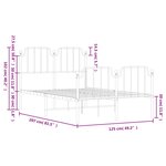 vidaXL Cadre de lit métal sans matelas et pied de lit blanc 120x200 cm