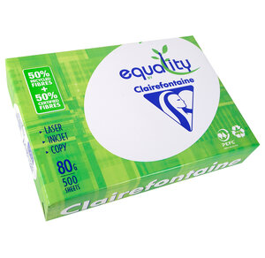 Ramette 500 Feuilles Papier 80g A4 210x297 mm Certifié PEFC 50% Recyclé Blanc EQUALITY