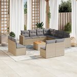vidaXL Salon de jardin et coussins 12 Pièces mélange beige résine tressée