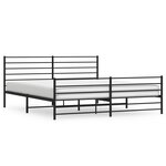vidaXL Cadre de lit métal sans matelas avec pied de lit noir 180x200cm