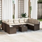 Ensemble de Canapé de Jardin 9 Pièces avec Coussins Gris Rotin Synthétique