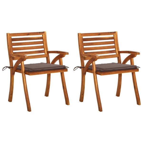 vidaXL Chaises à manger de jardin lot de 2 avec coussins Acacia massif
