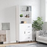 vidaXL Buffet haut Blanc 69 5x34x180 cm Bois d'ingénierie