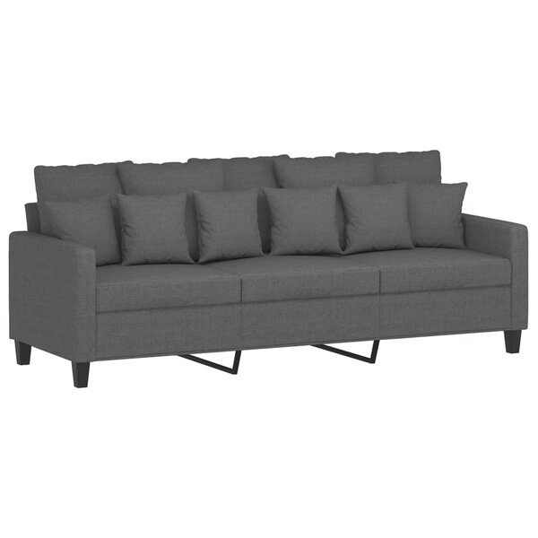 vidaXL Canapé à 3 places Gris foncé 180 cm Tissu