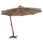 vidaXL Parasol suspendu avec mât Taupe 3 5x2 9 m Bois de sapin massif