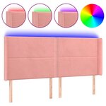 vidaXL Tête de lit à LED Rose 183x16x118/128 cm Velours
