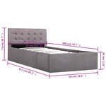 vidaXL Cadre de lit à stockage hydraulique Taupe Tissu 90x200 cm