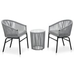 vidaXL Ensemble de bistro 3 Pièces avec coussins Rotin PE Gris